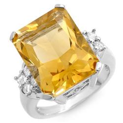 ACA CERTIFIED 14.50ct DIAMOND & CITRINE RING WHITE GOLD