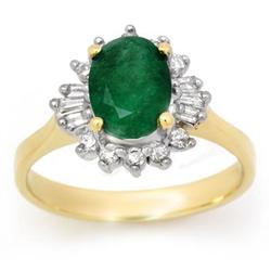 CERTIFIED 1.18ctw DIAMOND & EMERALD RING YELLOW GOLD