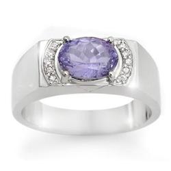 MEN'S 2.60ctw DIAMOND & TANZANITE RING IN WHITE GOLD