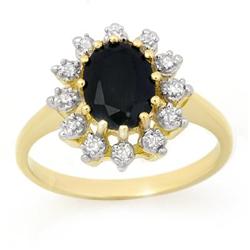 CERTIFIED 2.40 ctw SAPPHIRE & DIAMOND RING YELLOW GOLD