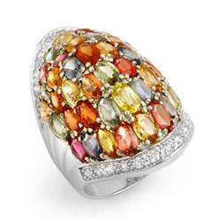 FAMOUS 15.5ctw MULTI-COLOR SAPPHIRES & DIAMOND RING 14K