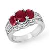 Image 1 : CERTIFIED THREE-STONE 3.50ctw DIAMOND & RUBY RING GOLD