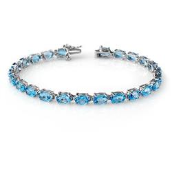 CERTIFIED 12.9ctw BLUE TOPAZ TENNIS BRACELET WHITE GOLD