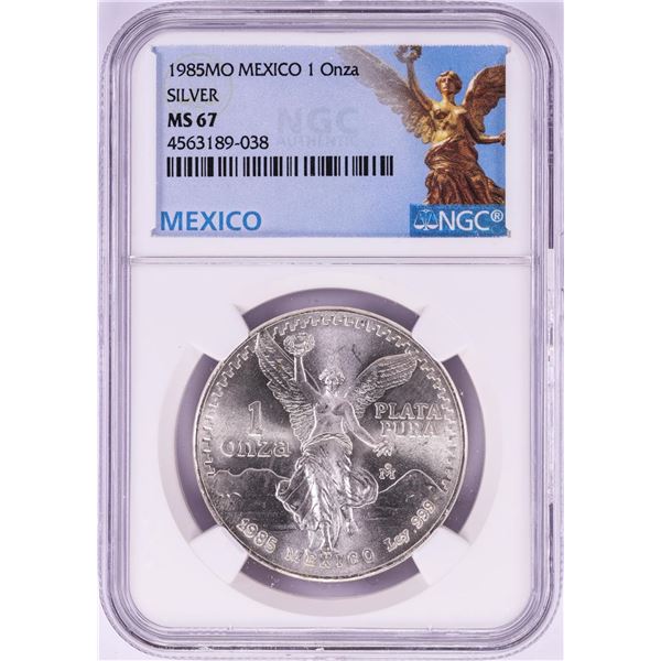 1985Mo Mexico 1 Onza Libertad Silver Coin NGC MS67