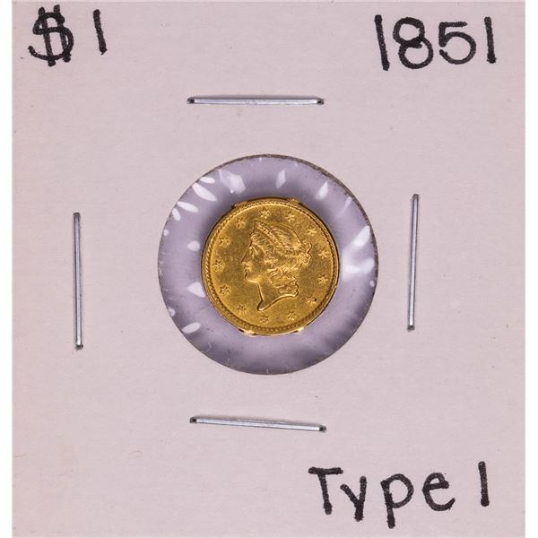 1851 Type 1 $1 Liberty Head Gold Dollar Coin - Soldered