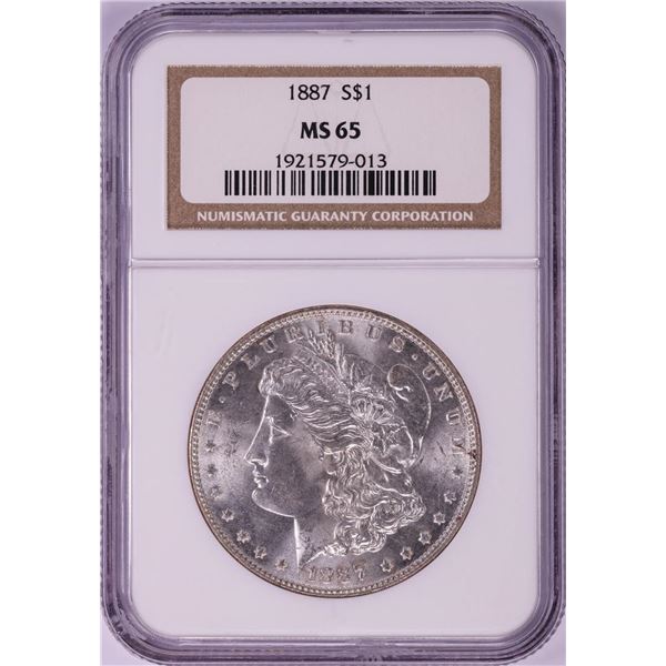 1887 $1 Morgan Silver Dollar Coin NGC MS65