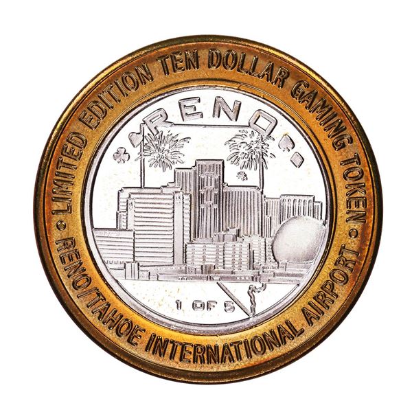 .999 Silver Reno Tahoe International Airport $10 Casino Limited Edition Gaming Token