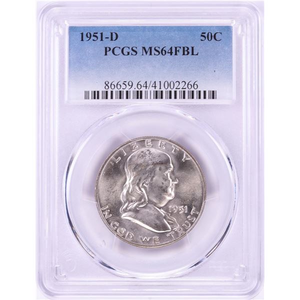1951-D Franklin Half Dollar Coin PCGS MS64FBL