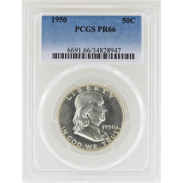1950 Franklin Half Dollar Proof Coin PCGS PR66