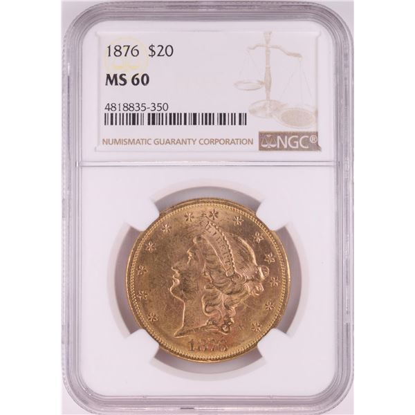1876 $20 Liberty Head Double Eagle Gold Coin NGC MS60