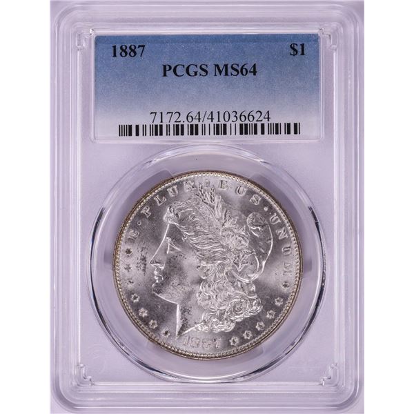 1887 $1 Morgan Silver Dollar Coin PCGS MS64