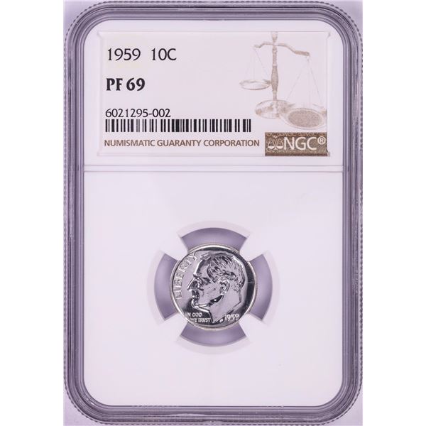 1959 Proof Roosevelt Dime Coin NGC PF69