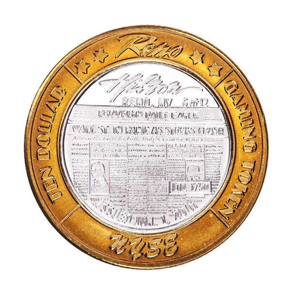 .999 Silver Reno Hilton Nevada $10 Casino Limited Edition Gaming Token