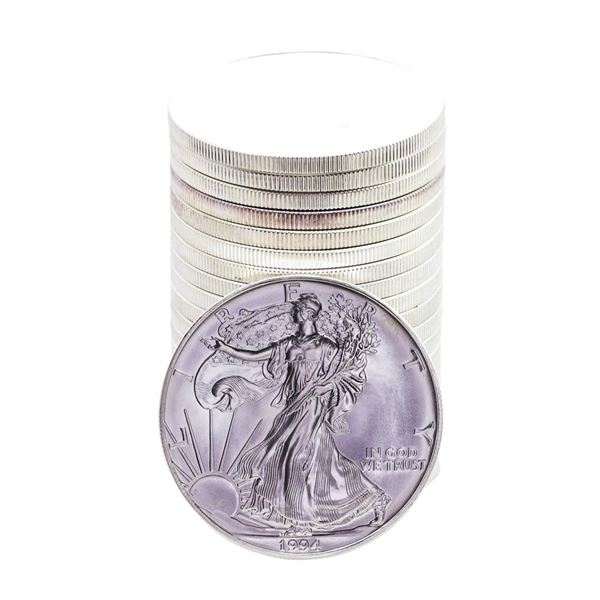 Roll of (20) Brilliant Uncirculated 1994 $1 American Silver Eagle Coins