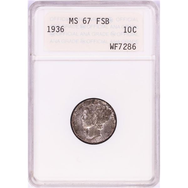 1936 Mercury Dime Coin ANA MS67FSB