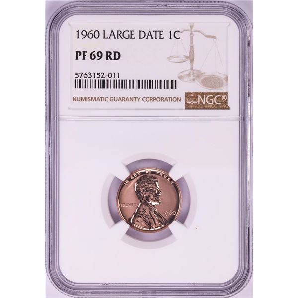 1960 Large Date Proof Lincoln Memorial Cent Coin NGC PF69RD