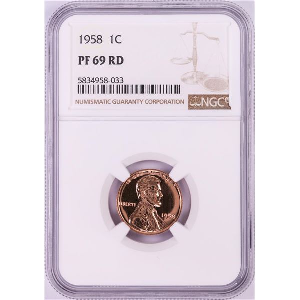 1958 Proof Lincoln Wheat Cent Coin NGC PF69RD