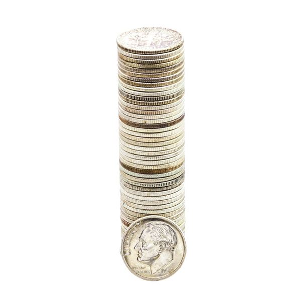 Roll of (50) Brilliant Uncirculated 1964-D Roosevelt Dimes