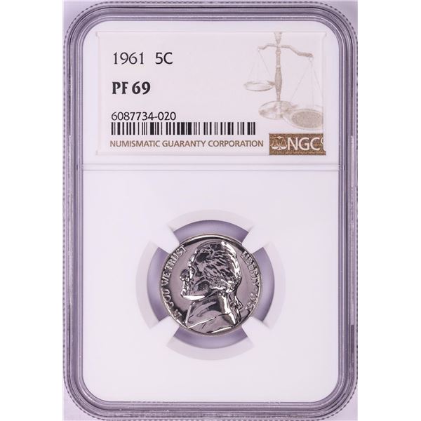 1961 Proof Jefferson Nickel Coin NGC PF69