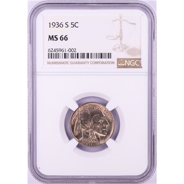 1936-S Buffalo Nickel Coin NGC MS66