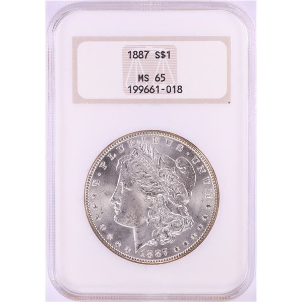 1887 $1 Morgan Silver Dollar Coin NGC MS65 Old Fatty Holder