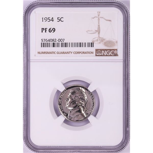 1954 Proof Jefferson Nickel Coin NGC PF69
