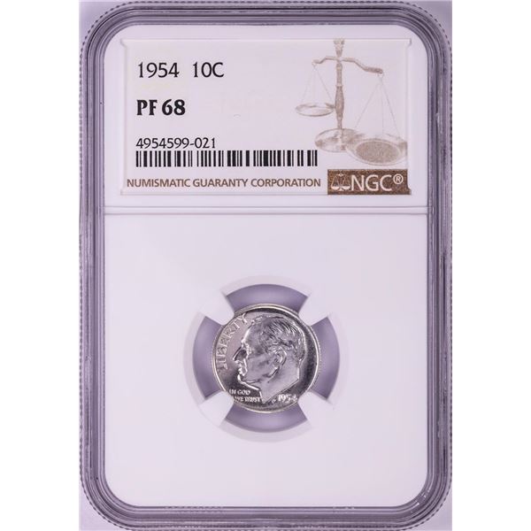 1954 Proof Roosevelt Dime Coin NGC PF68