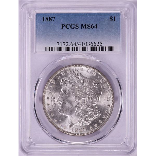 1887 $1 Morgan Silver Dollar Coin PCGS MS64