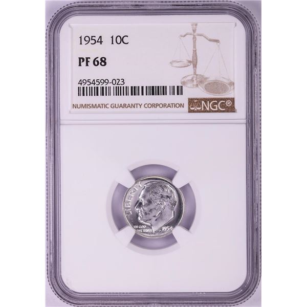 1954 Proof Roosevelt Dime Coin NGC PF68