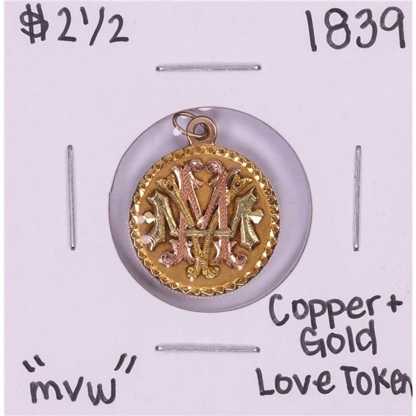 1839 $2 1/2 Classic Head Quarter Eagle Gold Coin Love Token Pendant