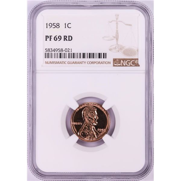 1958 Proof Lincoln Wheat Cent Coin NGC PF69RD