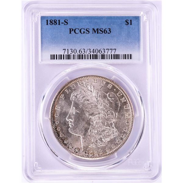 1881-S $1 Morgan Silver Dollar Coin PCGS MS63