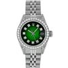 Image 2 : Rolex Ladies Stainless Steel Green Vignette Diamond & Datejust Wristwatch
