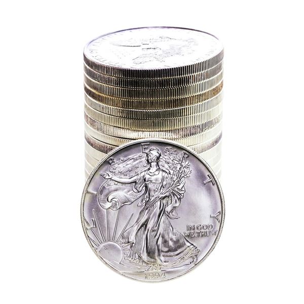 Roll of (20) Brilliant Uncirculated 1994 $1 American Silver Eagle Coins