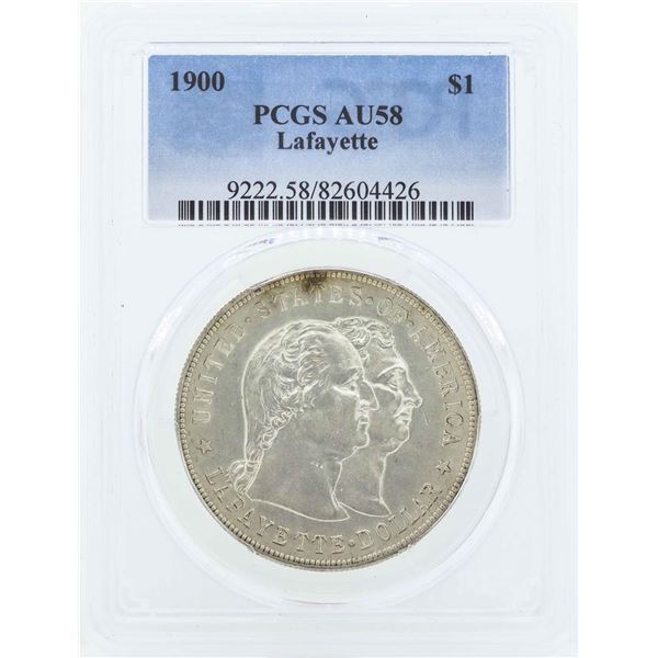 1900 $1 Lafayette Commemorative Silver Dollar Coin PCGS AU58