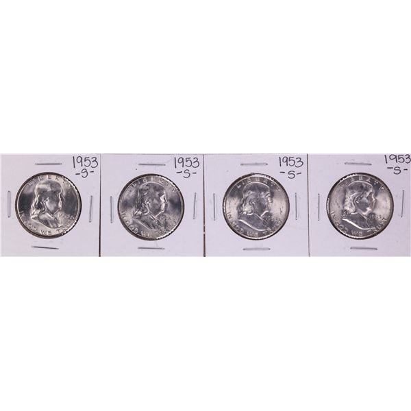 Lot of (4) 1953-S Franklin Half Dollar Coins