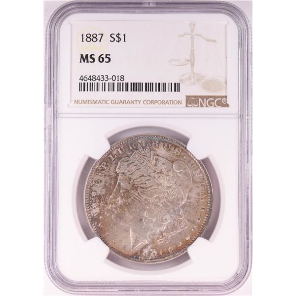 1887 $1 Morgan Silver Dollar Coin NGC MS65