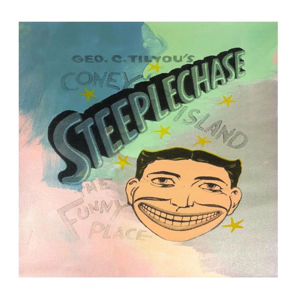 Steve Kaufman (1960-2010) "Steepechase, Coney Island" Limited Edition Mixed Media on Canvas