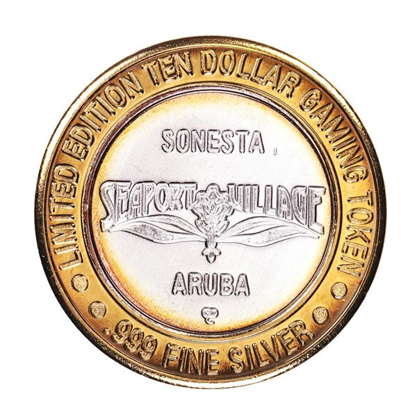 .999 Silver Crystal Casino Aruba $10 Casino Limited Edition Gaming Token