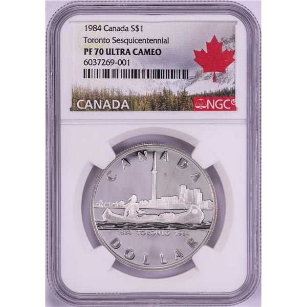 1984 $1 Proof Canada Toronto Sesquicentennial Silver Dollar Coin NGC PF70 Ultra Cameo