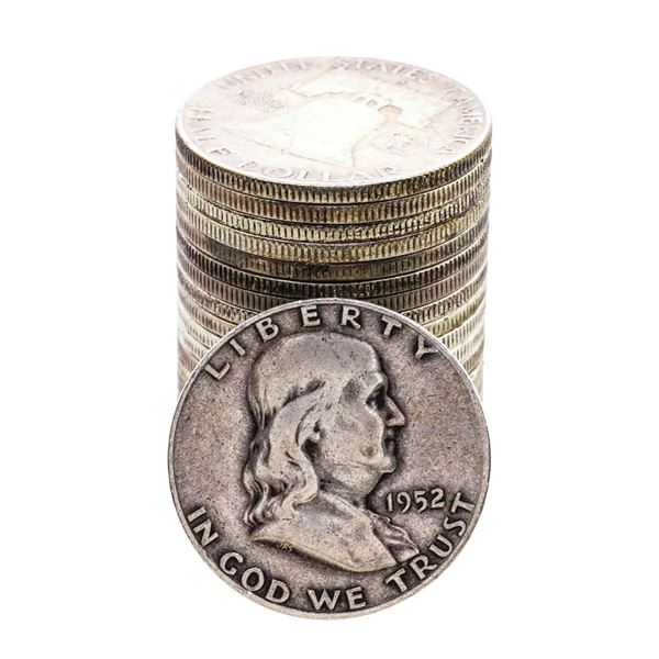 Roll of (20) 1952-S Franklin Half Dollar Coins