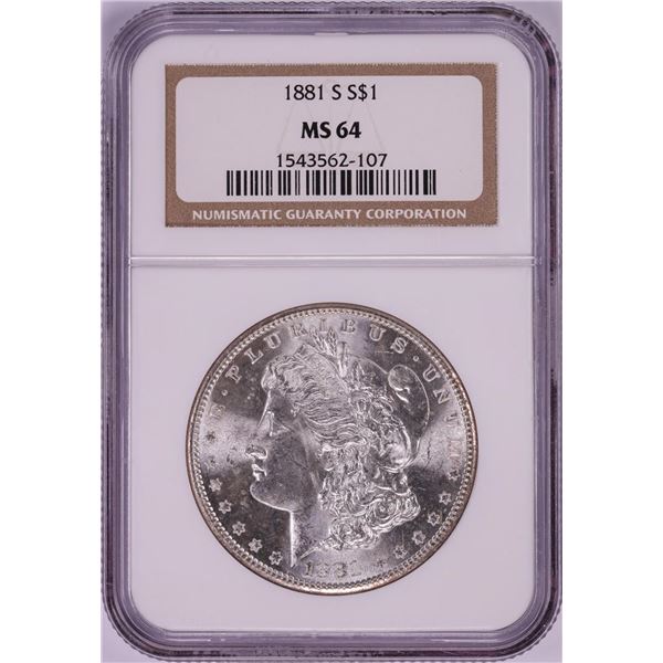 1881-S $1 Morgan Silver Dollar Coin NGC MS64