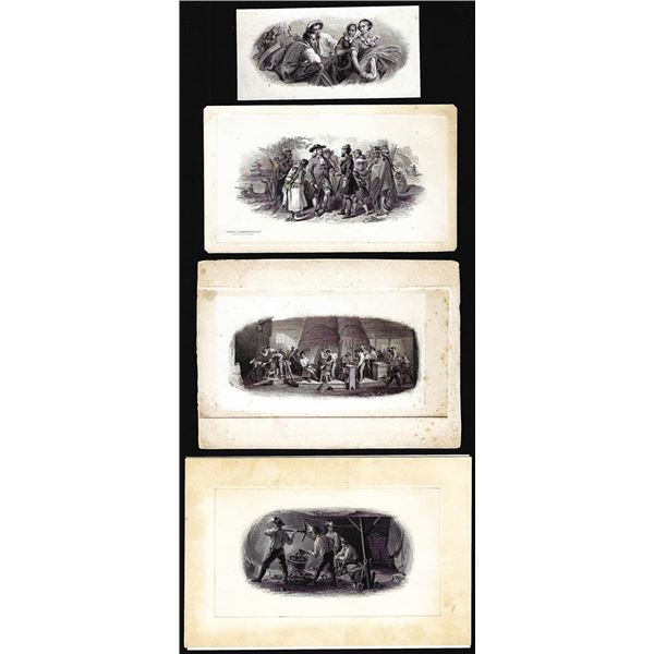 Lot of (4) 1800's Vignette from Original Proof Plates
