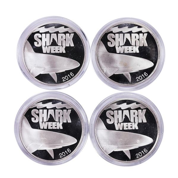 Lot of (4) 2016 Discovery Shark Week 1oz .999 Fine Silver Rounds