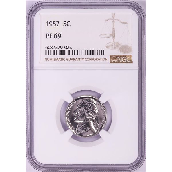 1957 Proof Jefferson Nickel Coin NGC PF69