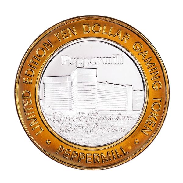 .999 Silver Peppermill Hotel Casino Reno, NV $10 Casino Limited Edition Gaming Token