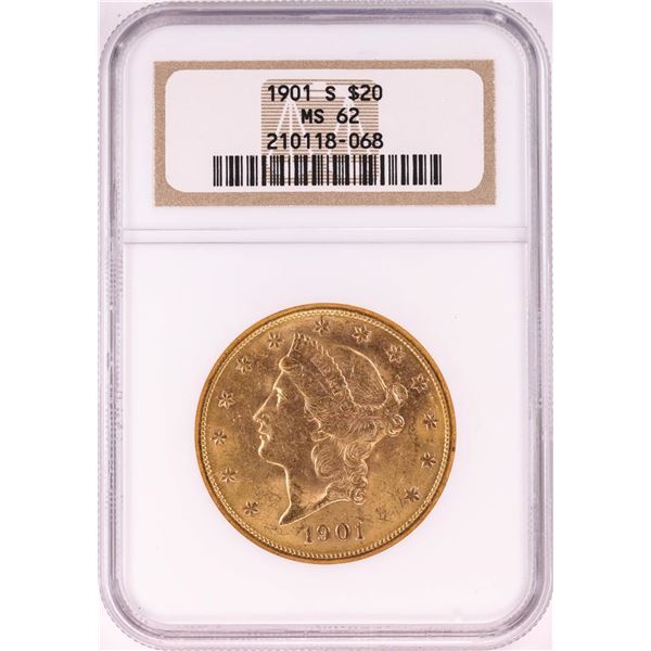 1901-S $20 Liberty Head Double Eagle Gold Coin NGC MS62