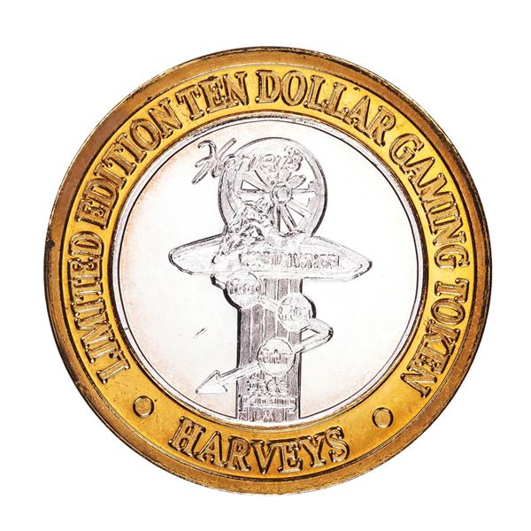 .999 Fine Silver Harveys Resort Lake Tahoe, Nevada $10 Limited Edition Gaming Token