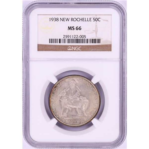 1938 New Rochelle Commemorative Half Dollar Coin NGC MS66