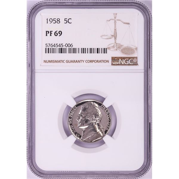 1958 Proof Jefferson Nickel Coin NGC PF69